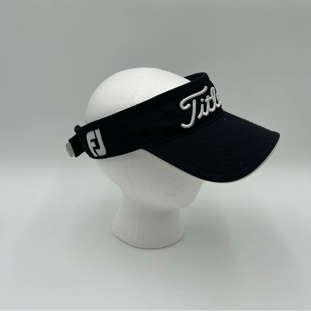 Titleist Pro V1 Footjoy Sun Visor Hat Cap Black & White One Size Adjustable